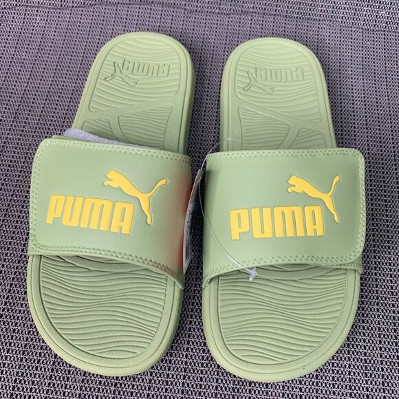 Puma Leadcat men’s Size 9 Calming Green & Yellow Slides Adjustable Sandals - Picture 1 of 5